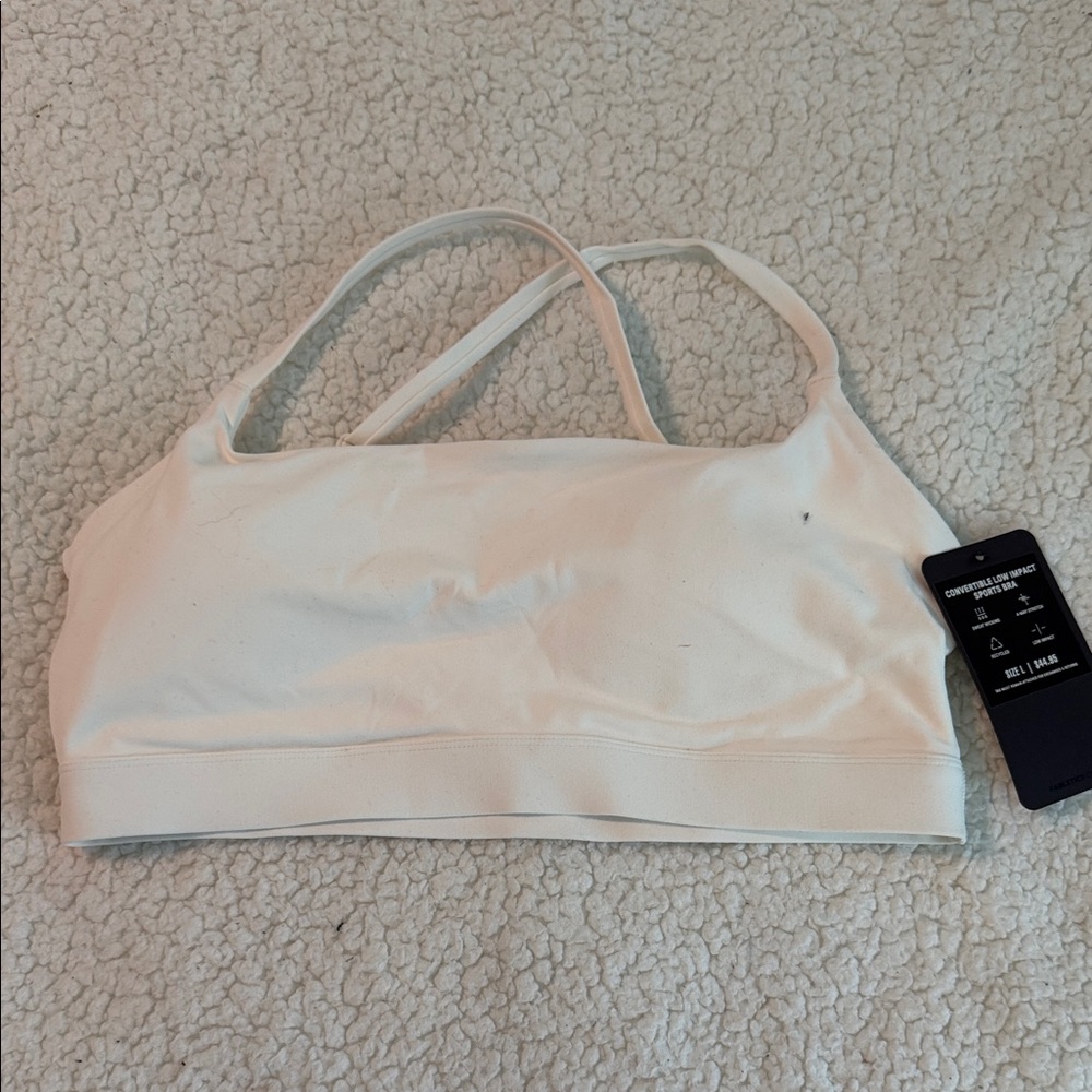 Fabletics Cream Sports Bra